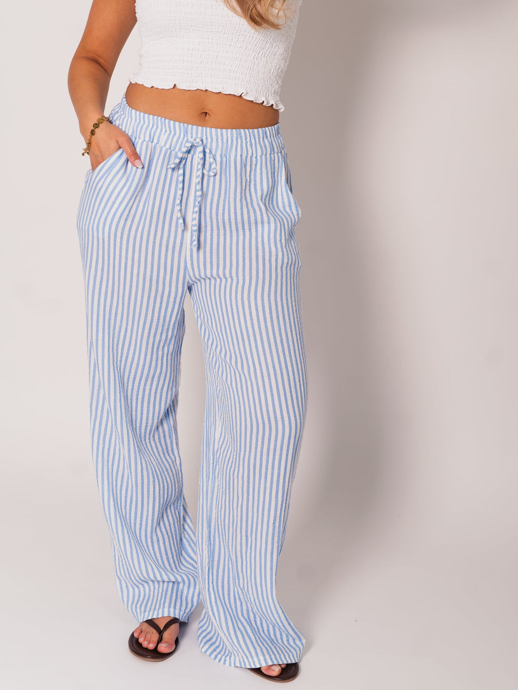 Beachy Musselin Hose -  Streifen/Weiß/Blau