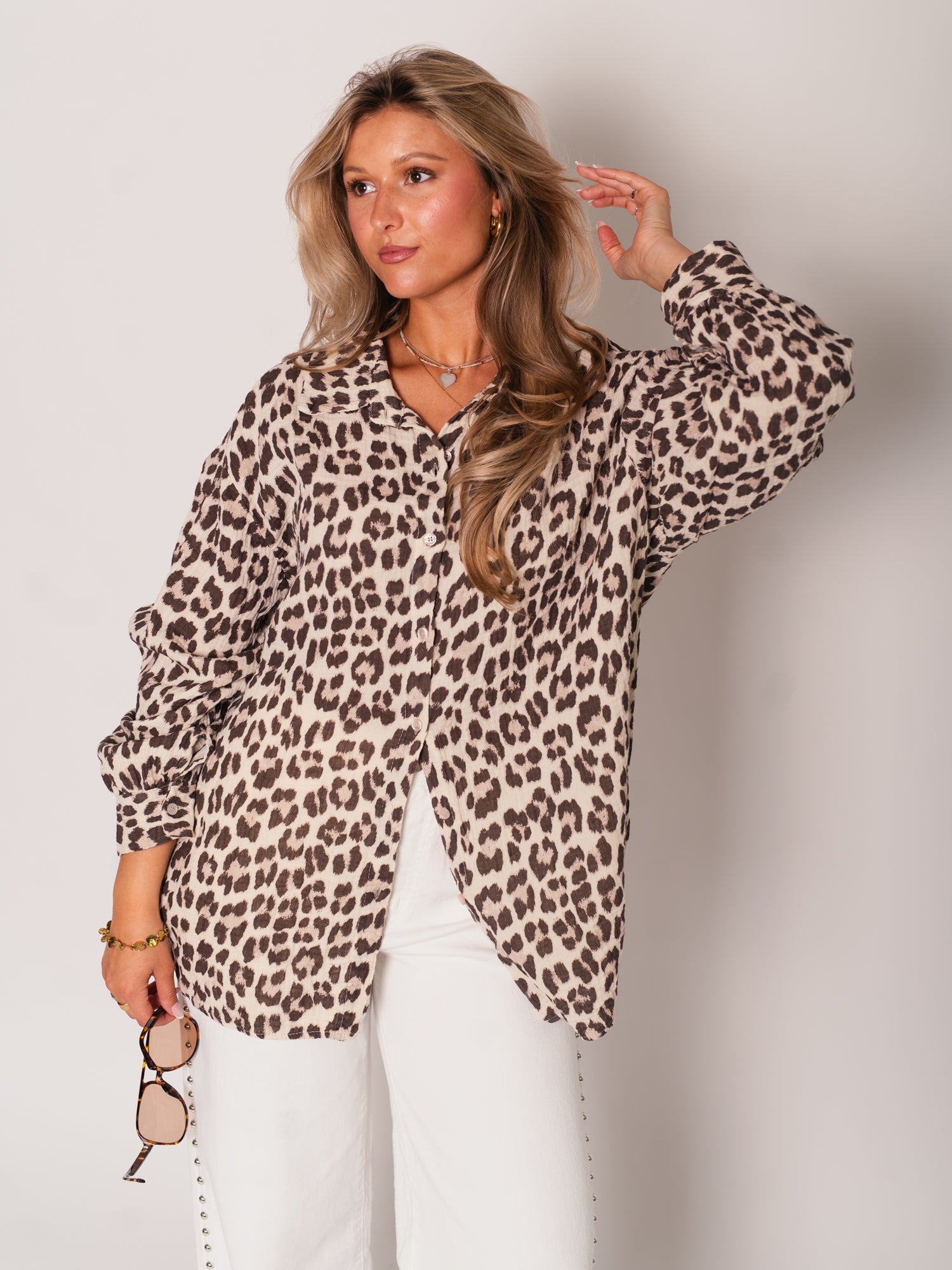 Leo Midi Waffle Bluse - Braun