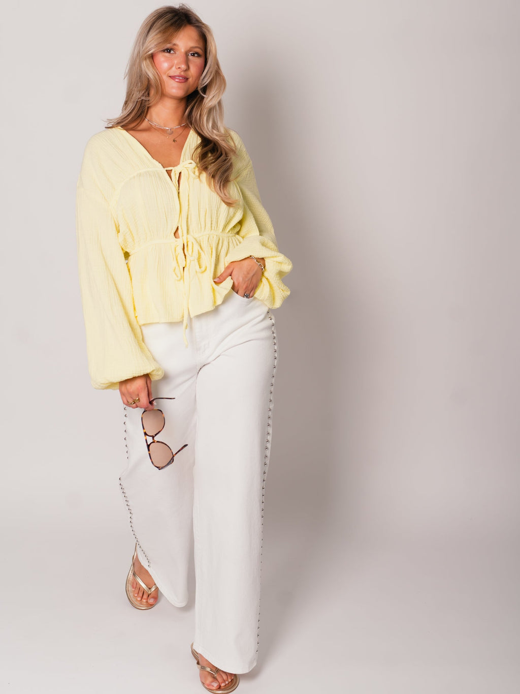 Eloise Musselin Bluse - Zitronengelb