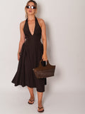 Valentina Neckholder Kleid - Espresso