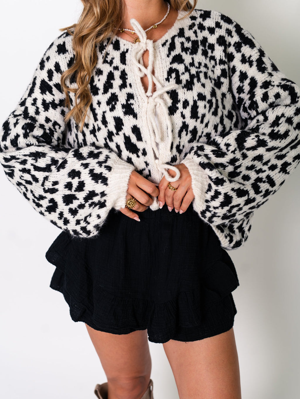 Helena Schleifen Strickjacke - Leo/Schwarz