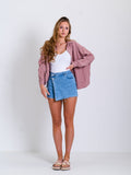 Midi Waffle Bluse - Altrosa