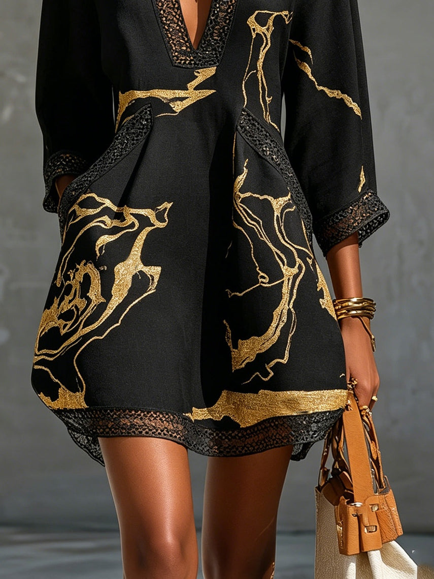 Tiziana – Vestido Encaje Dorado