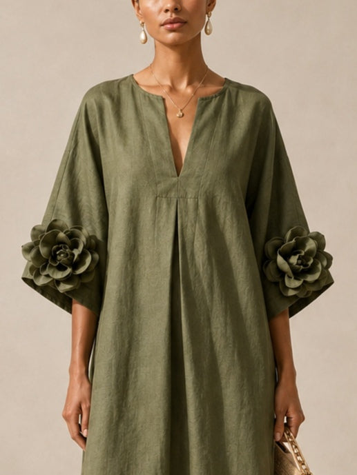 Donatella – Vestido Largo Flores 3D