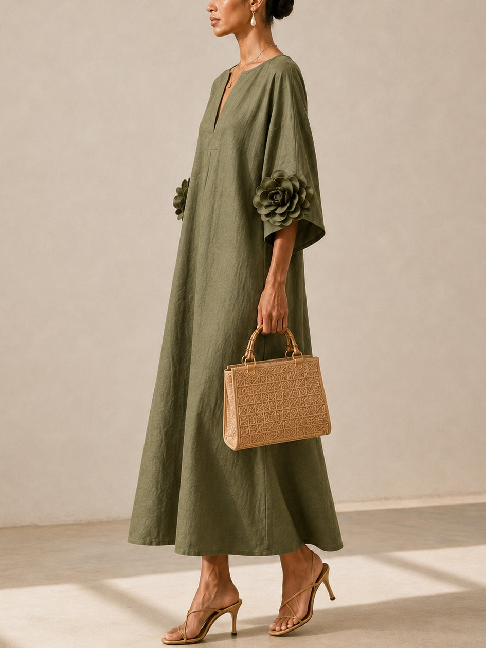 Donatella – Vestido Largo Flores 3D