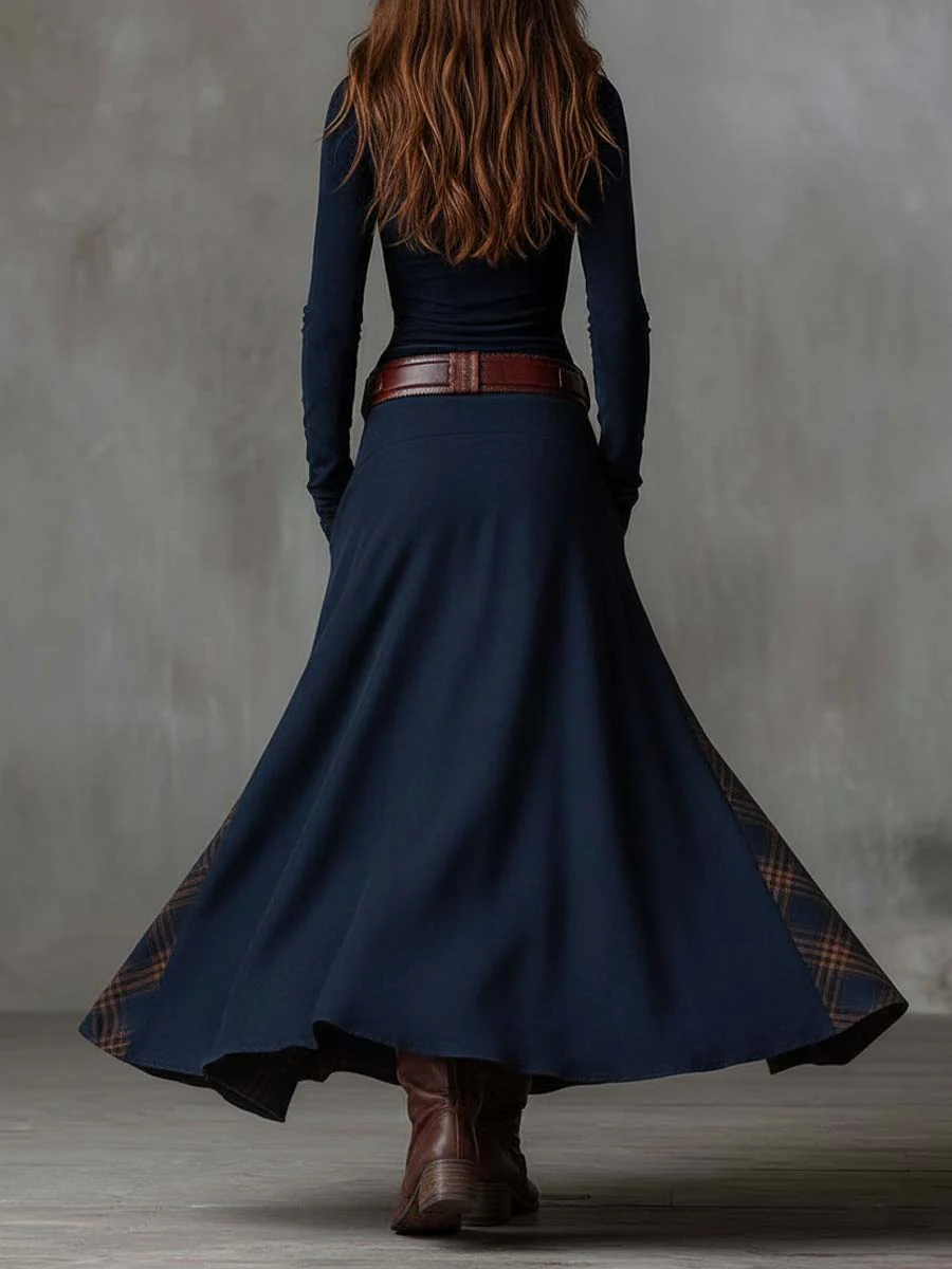 Livia – Vestido Maxi Boho de Cuadros