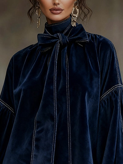 Agata – Vestido Terciopelo con Lazo