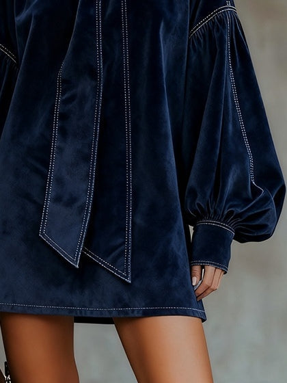 Agata – Vestido Terciopelo con Lazo