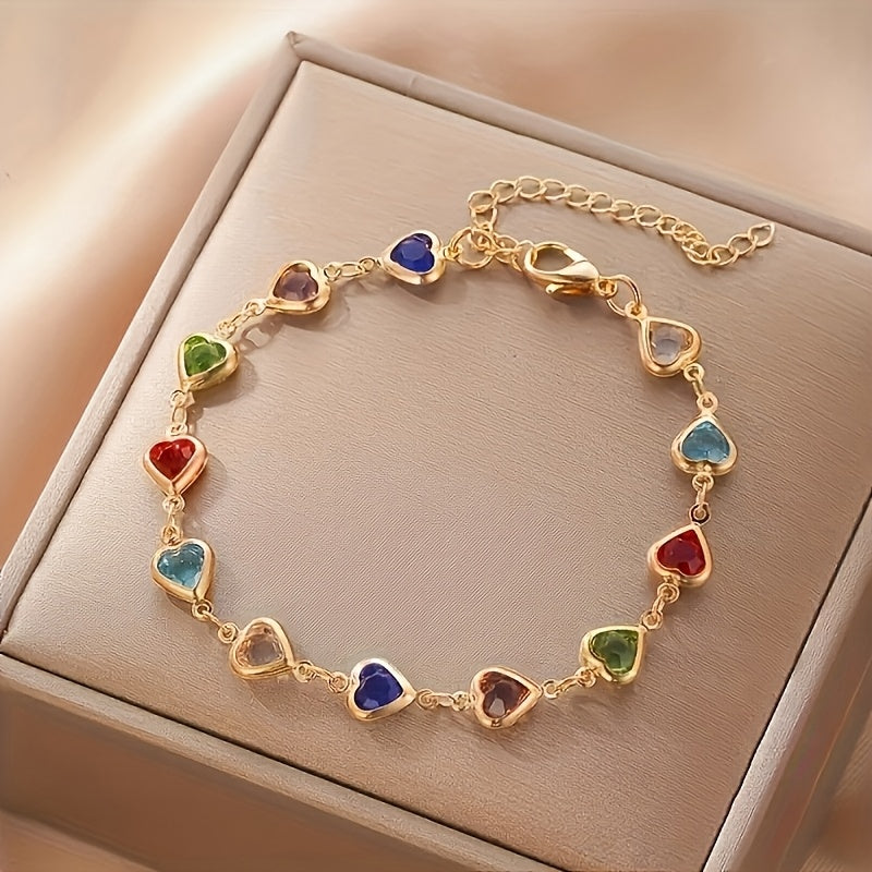 Corazones – Pulsera Dorada de Colores