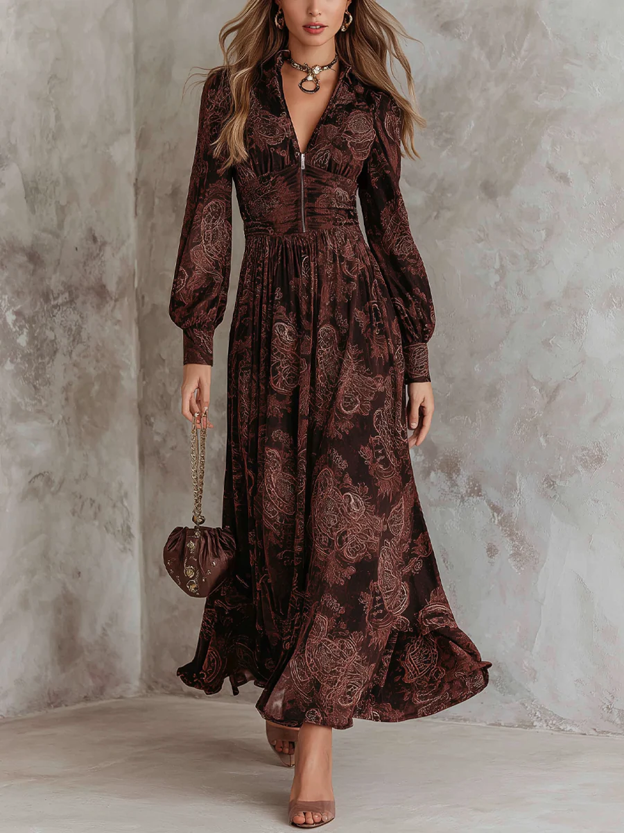 Mariela – Vestido Largo Estampado Barroco
