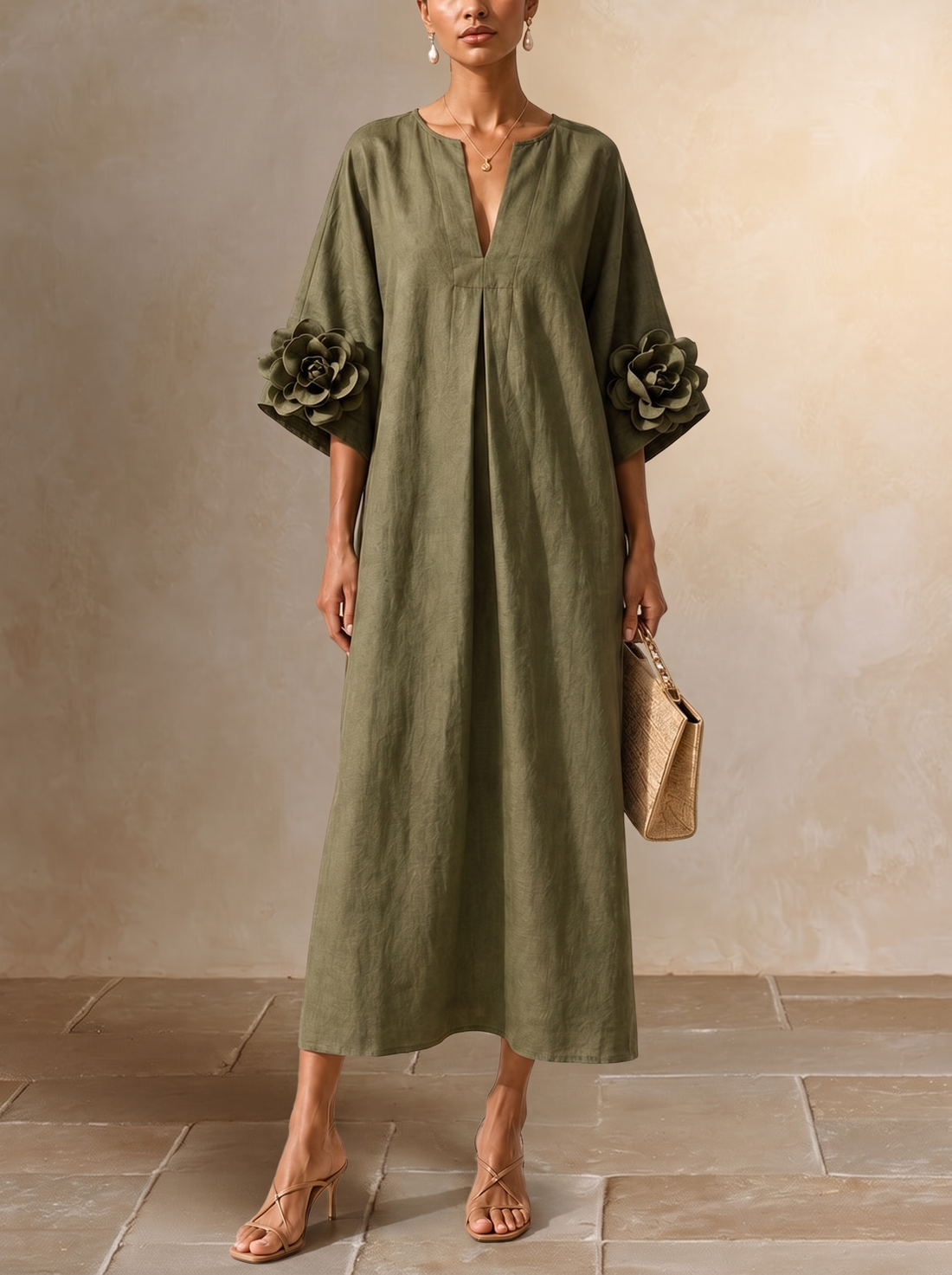Donatella – Vestido Largo Flores 3D