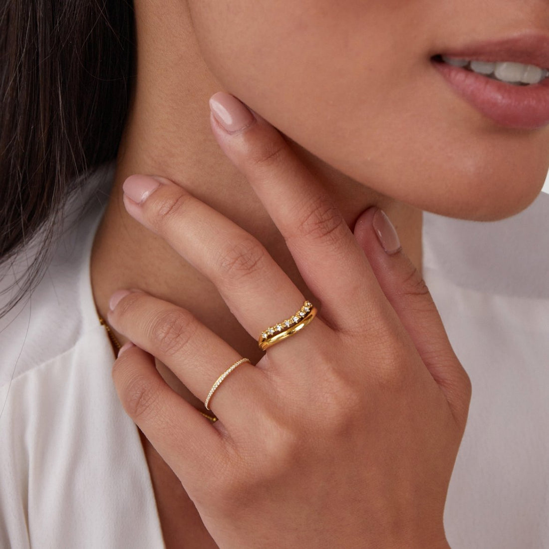 Marissa – Anillo en Capas Cristal Blanco