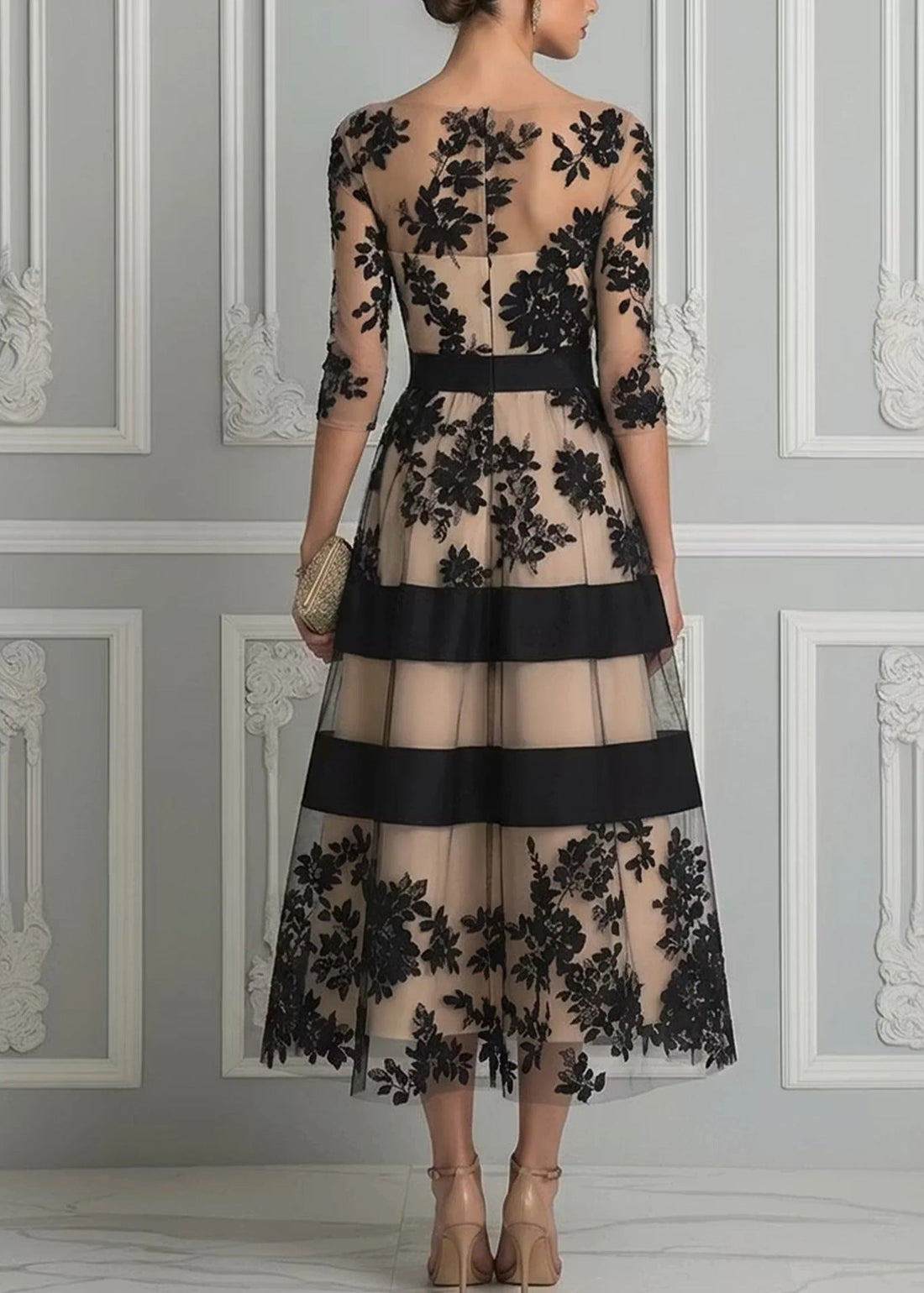 Erica – Vestido Midi Floral Transparencias