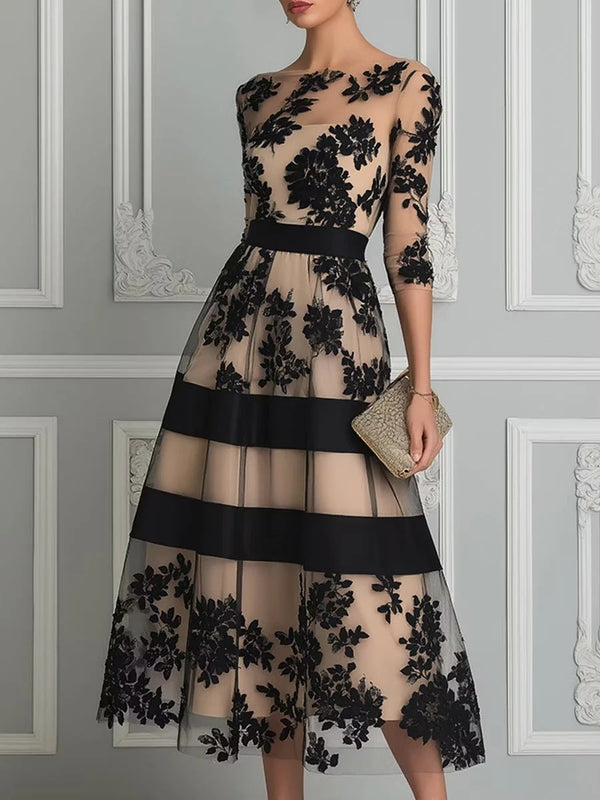 Erica – Vestido Midi Floral Transparencias
