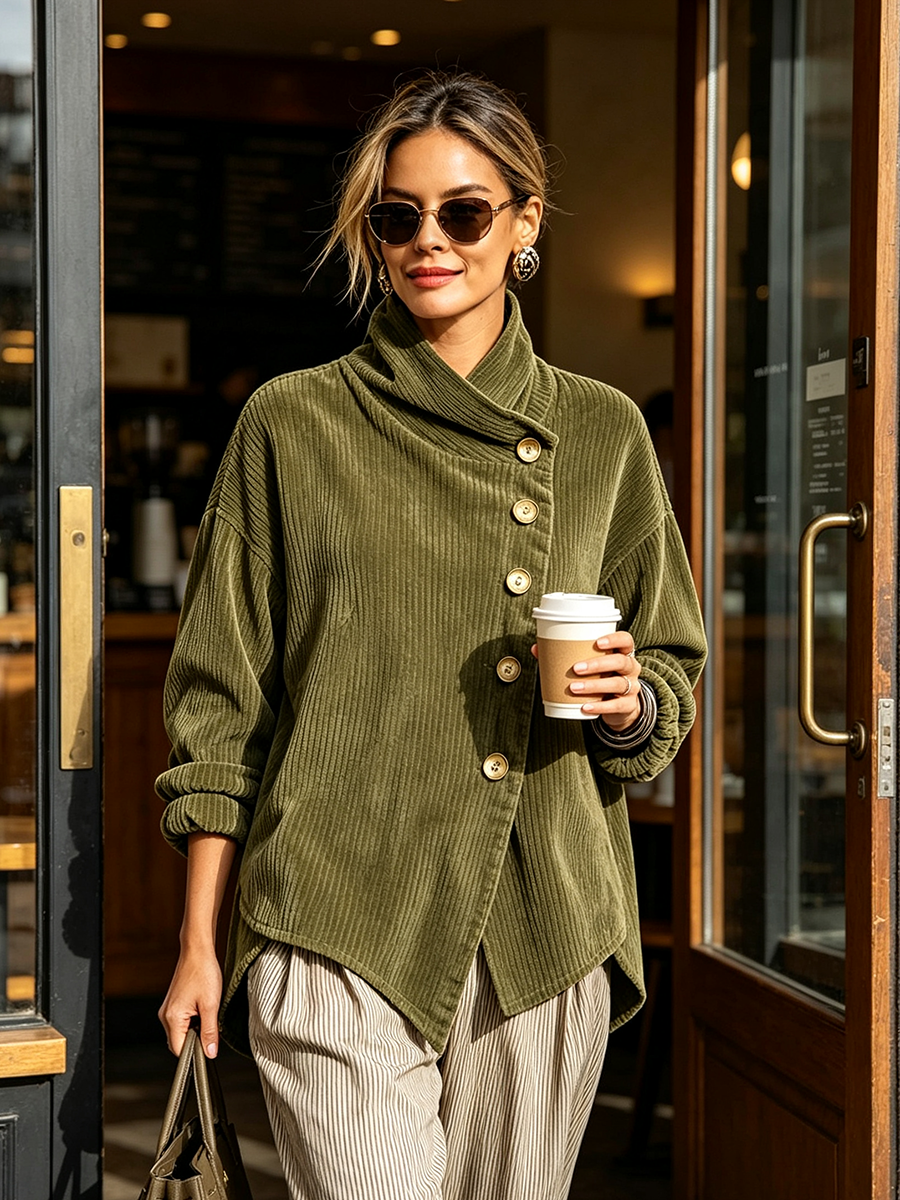 Martina – Chaqueta Asimétrica Cuello Alto