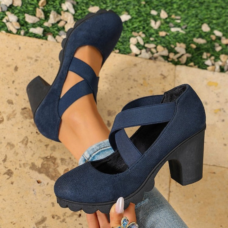 Katia – Zapatos con Tacón Ancho y Tiras Cruzadas